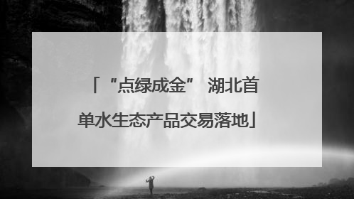 “点绿成金” 湖北首单水生态产品交易落地
