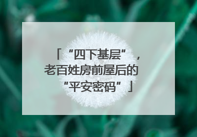 “四下基层”，老百姓房前屋后的“平安密码”