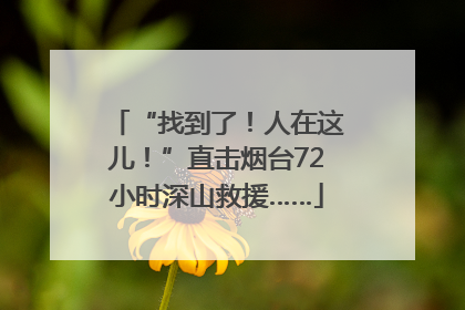 “找到了！人在这儿！”直击烟台72小时深山救援……