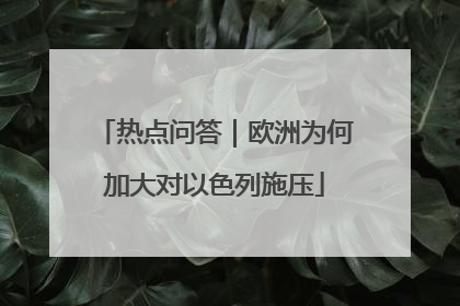 热点问答｜欧洲为何加大对以色列施压