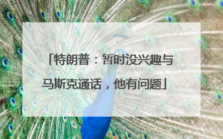特朗普：暂时没兴趣与马斯克通话，他有问题