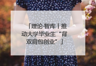 理论·智库丨推动大学毕业生“背双肩包创业”