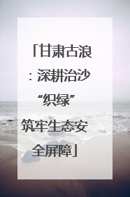 甘肃古浪：深耕治沙“织绿” 筑牢生态安全屏障