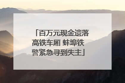 百万元现金遗落高铁车厢 蚌埠铁警紧急寻到失主