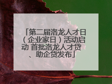 第二届洛龙人才日（企业家日）活动启动 首批洛龙人才贷、助企贷发布
