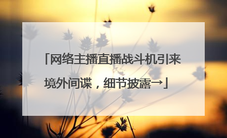 网络主播直播战斗机引来境外间谍，细节披露→