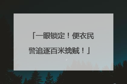 一眼锁定！便衣民警追逐百米擒贼！