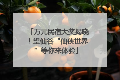 万元民宿大奖揭晓！望仙谷“仙侠世界”等你来体验