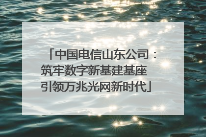 中国电信山东公司：筑牢数字新基建基座 引领万兆光网新时代