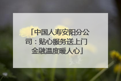 中国人寿安阳分公司：贴心服务送上门 金融温度暖人心