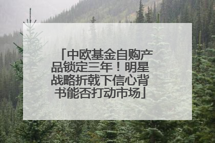 中欧基金自购产品锁定三年！明星战略折戟下信心背书能否打动市场
