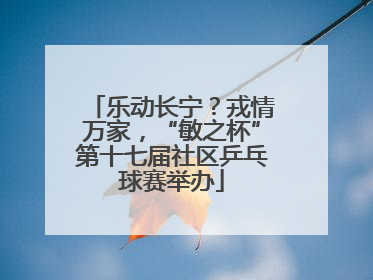 乐动长宁?戎情万家,“敏之杯”第十七届社区乒乓球赛举办