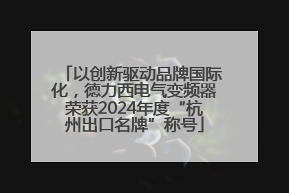 以创新驱动品牌国际化，德力西电气变频器荣获2024年度“杭州出口名牌”称号