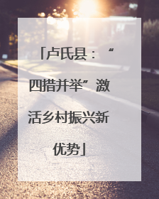 卢氏县：“四措并举”激活乡村振兴新优势