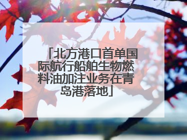 北方港口首单国际航行船舶生物燃料油加注业务在青岛港落地