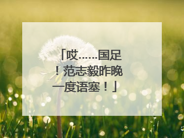 哎……国足！范志毅昨晚一度语塞！