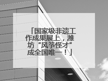 国家级非遗工作成果展上，潍坊“风筝怪才”成全国唯一！