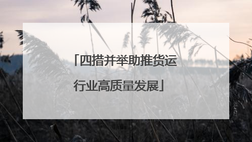 四措并举助推货运行业高质量发展