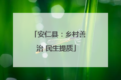 安仁县：乡村善治 民生提质