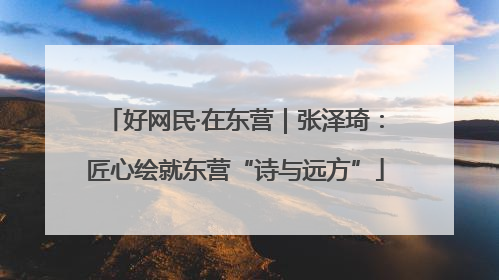 好网民·在东营｜张泽琦：匠心绘就东营“诗与远方”