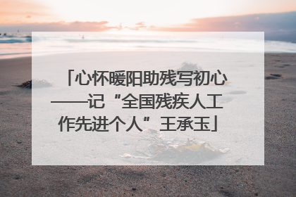 心怀暖阳助残写初心——记“全国残疾人工作先进个人”王承玉