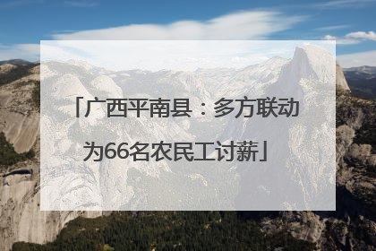 广西平南县：多方联动为66名农民工讨薪