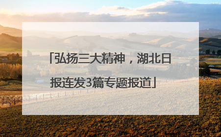 弘扬三大精神，湖北日报连发3篇专题报道