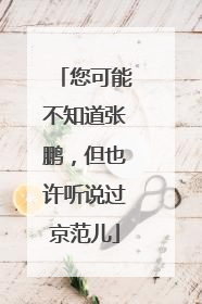 您可能不知道张鹏，但也许听说过京范儿