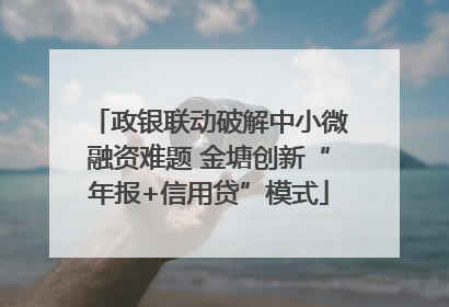 政银联动破解中小微融资难题 金塘创新“年报+信用贷”模式