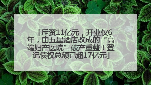 斥资11亿元，开业仅6年，由五星酒店改成的“高端妇产医院”破产重整！登记债权总额已超17亿元