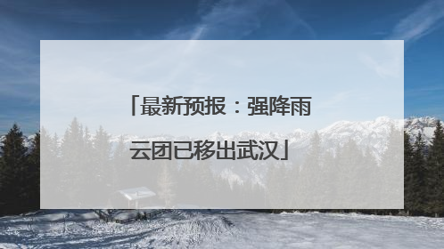 最新预报：强降雨云团已移出武汉