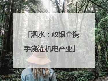 泗水：政银企携手浇灌机电产业