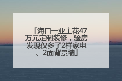 海口一业主花47万元定制装修，验房发现仅多了2样家电、2面背景墙