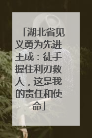 湖北省见义勇为先进王成：徒手握住利刃救人，这是我的责任和使命