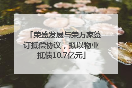 荣盛发展与荣万家签订抵偿协议，拟以物业抵债10.7亿元