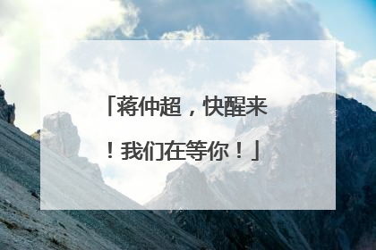 蒋仲超，快醒来！我们在等你！