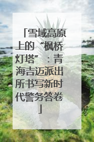 雪域高原上的“枫桥灯塔”：青海吉迈派出所书写新时代警务答卷