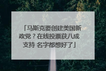 马斯克要创建美国新政党？在线投票获八成支持 名字都想好了