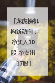 龙虎榜机构新动向：净买入10股 净卖出17股